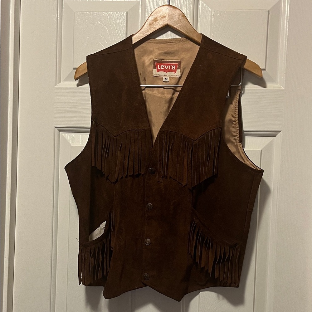 Vintage 70’s Levi's Dark Brown Suede Fringe Vest